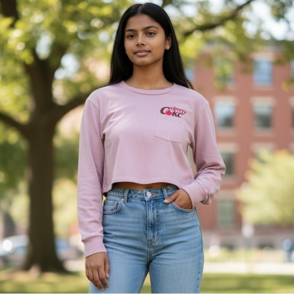 Coca-Cola Cherry Coke Light Pink Crewneck Tee with Logo 100% Cotton